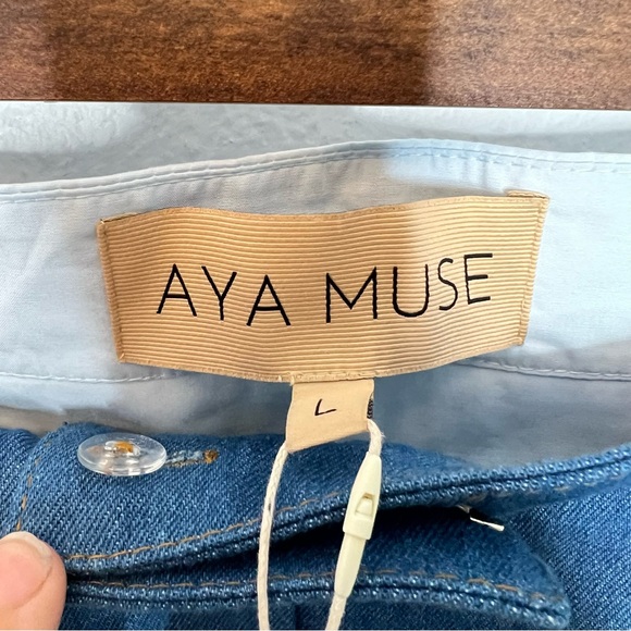 NWT Aya Muse Astrae Denim Mini Skirt Large - Picture 9 of 9